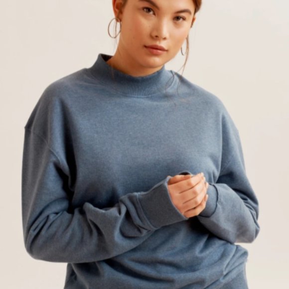 Kotn Mock Neck Sweatshirt In Dusty Blue 
